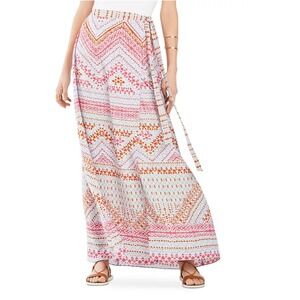 BCBGMAXAZRIA Women's Size S Boho Geometric Print‎ Maxi Wrap Skirt